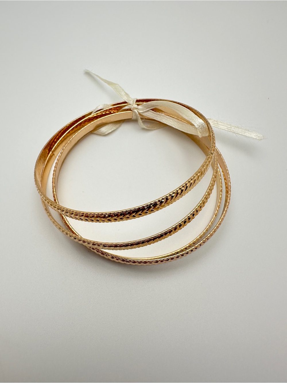 Gold-Tone Textured Women’s Bangle Set